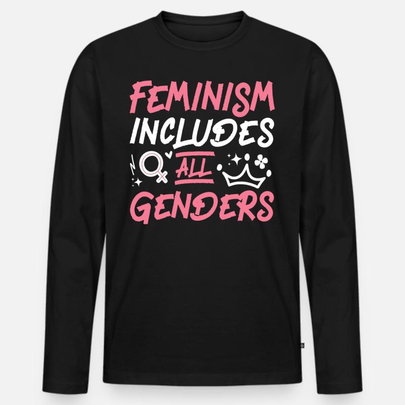 Feminist Feminism Includes All - Männer Premium Bio Langarmshirt - Schwarz