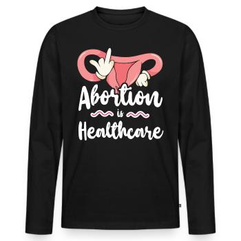 Feminist Abortion Is Healthcare - Men's Premium Organic Long Sleeve Shirt - black - Front - Nico (187cm)