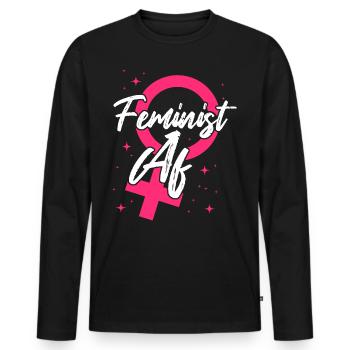 Feminist Feminist Af - Männer Premium Bio Langarmshirt - Schwarz - Vorne - Nico (187cm)