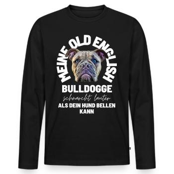 Bulldog SNORES LOUDER ... Bulldog Bulldogs - Men's Premium Organic Long Sleeve Shirt - black - Front - Nico (187cm)