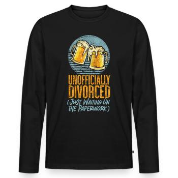 Happy Divorce Party Unofficially - Men's Premium Organic Long Sleeve Shirt - black - Front - Nico (187cm)
