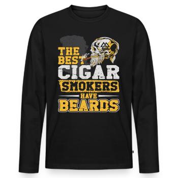 Beard Lover Bearded Man Cigar The - Männer Premium Bio Langarmshirt - Schwarz - Vorne - Nico (187cm)