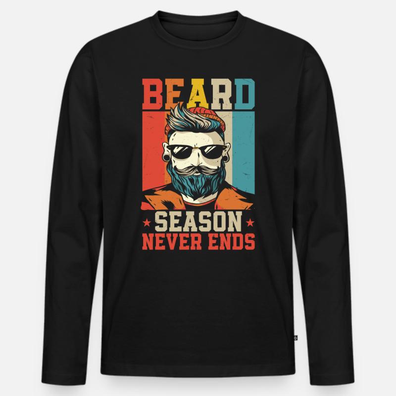 Beard Lover Bearded Man Beard - Männer Premium Bio Langarmshirt - Schwarz