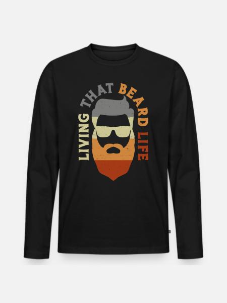 Beard Lover Bearded Man Living - Men's Premium Organic Long Sleeve Shirt - black