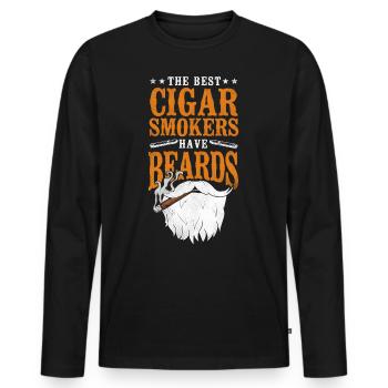 Beard Lover Bearded Man Cigar The - Männer Premium Bio Langarmshirt - Schwarz - Vorne - Nico (187cm)