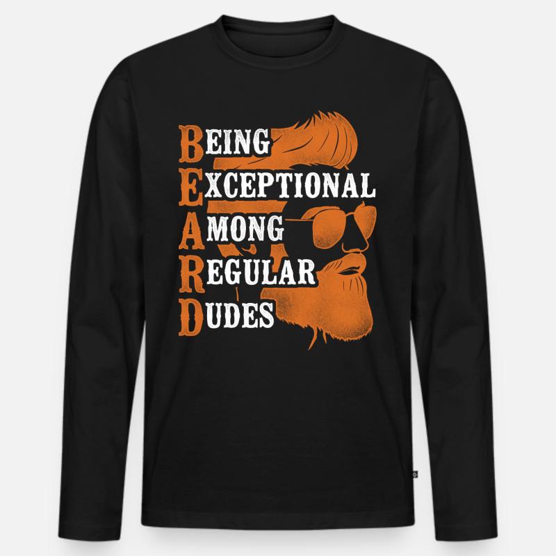 Beard Lover Bearded Man Ginger - Männer Premium Bio Langarmshirt - Schwarz