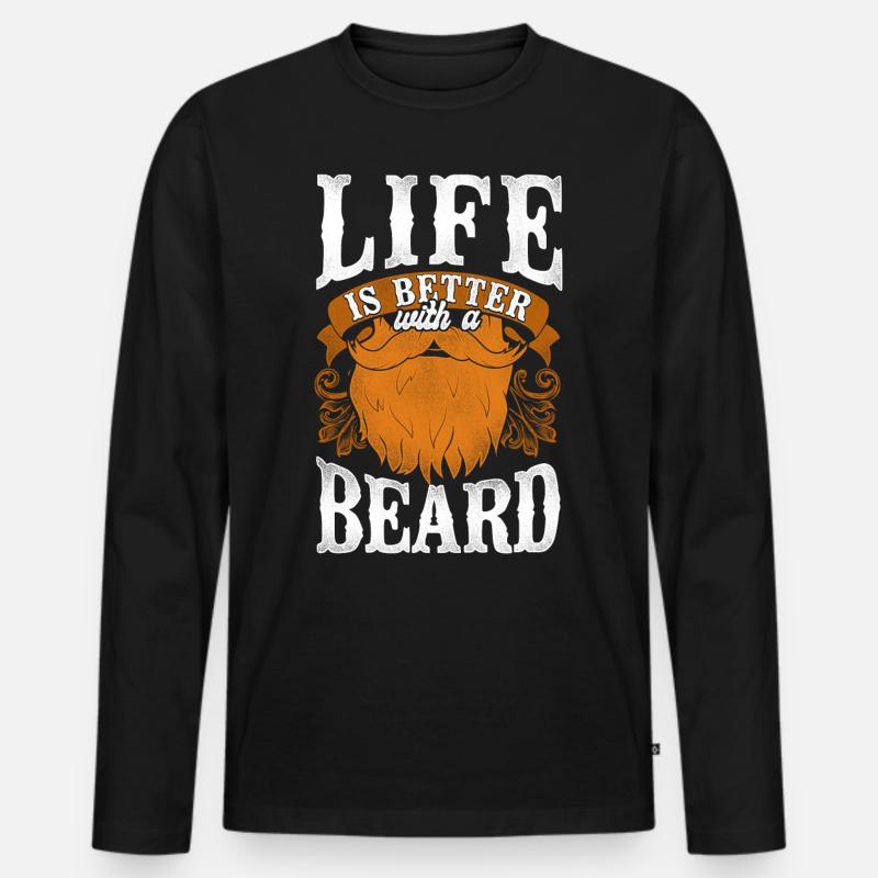 Beard Lover Bearded Man Ginger - Männer Premium Bio Langarmshirt - Schwarz