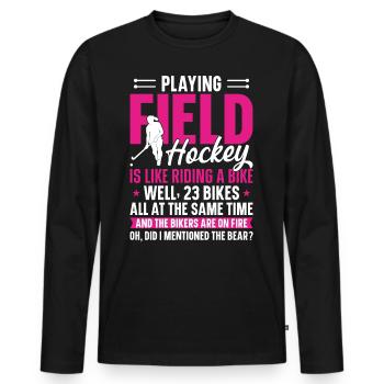 Field Hockey Playing Field Hockey - Men's Premium Organic Long Sleeve Shirt - black - Front - Nico (187cm)