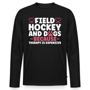 Field Hockey Dog Field Hockey And - Men's Premium Organic Long Sleeve Shirt - black - Front - Nico (187cm)