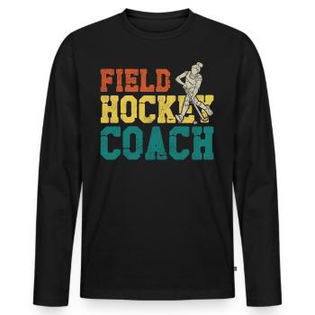 Field Hockey Coach Field Hockey - Men's Premium Organic Long Sleeve Shirt - black - Front - Nico (187cm)
