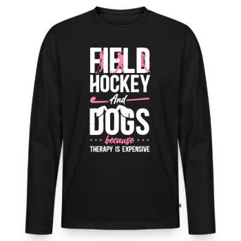 Field Hockey Dog Field Hockey And - Men's Premium Organic Long Sleeve Shirt - black - Front - Nico (187cm)