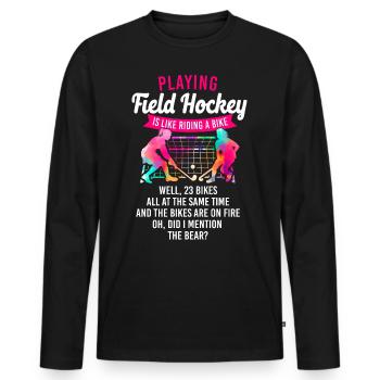Field Hockey Playing Field Hockey - Men's Premium Organic Long Sleeve Shirt - black - Front - Nico (187cm)