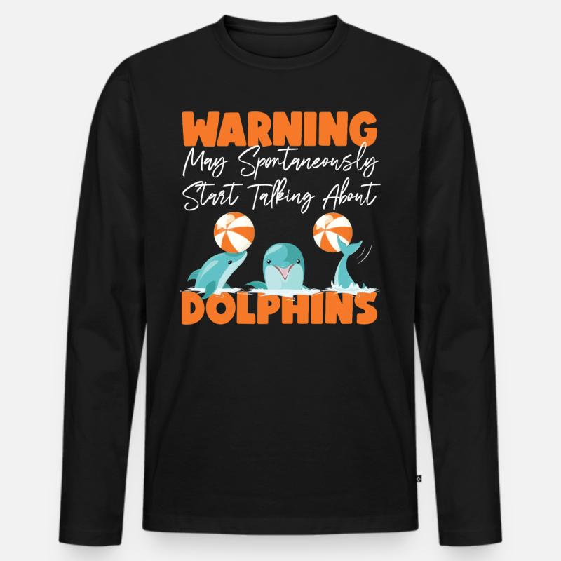 Dolphin Warning May Spontaneously - Männer Premium Bio Langarmshirt - Schwarz
