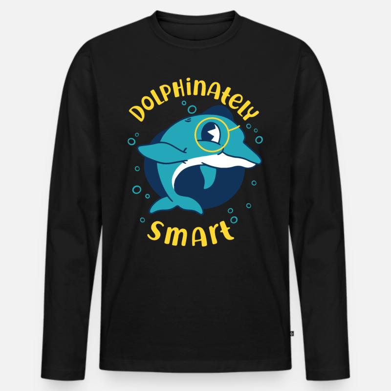 Dolphin Dolphinateley Smart - Männer Premium Bio Langarmshirt - Schwarz