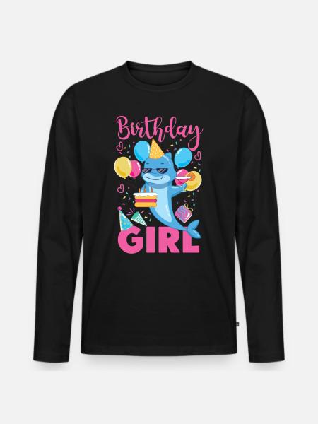 Dolphin Birthday Birthday Girl - Men's Premium Organic Long Sleeve Shirt - black