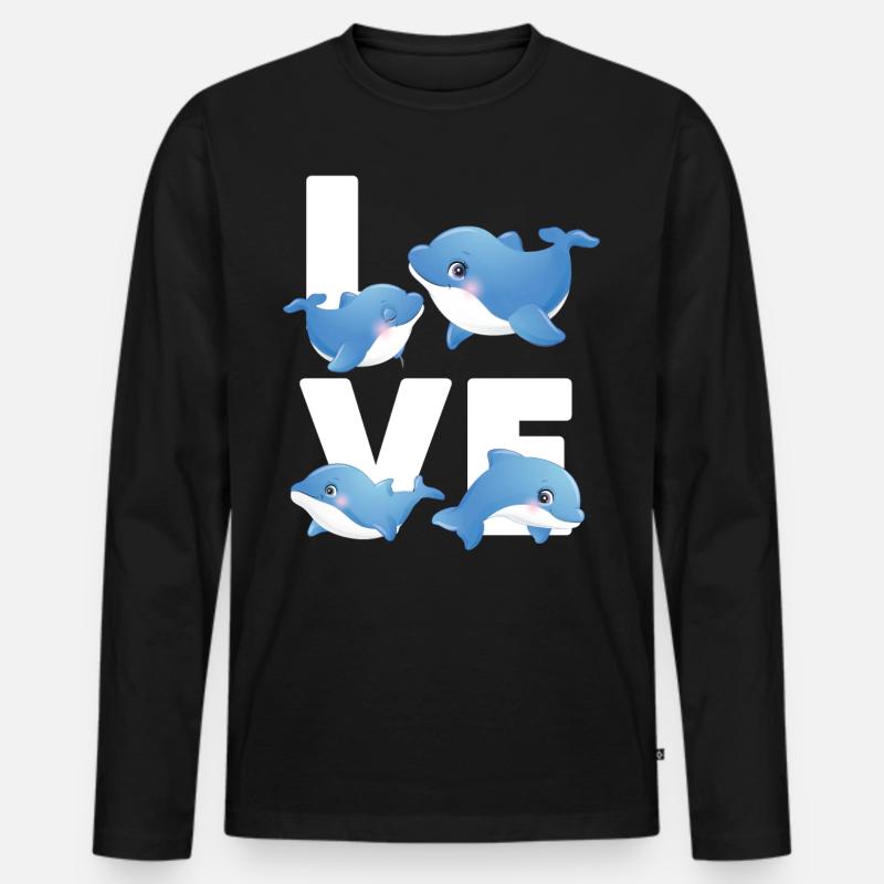 Dolphin Love - Männer Premium Bio Langarmshirt - Schwarz