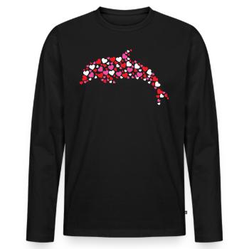 Dolphin Heart - Männer Premium Bio Langarmshirt - Schwarz - Vorne - Nico (187cm)