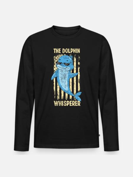 Dolphin American Flag The Dolphin - Men's Premium Organic Long Sleeve Shirt - black