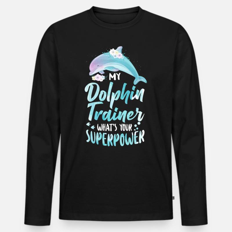 Dolphin I'm A Dolphin Trainer - Männer Premium Bio Langarmshirt - Schwarz