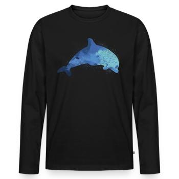 Dolphin Marine Life - Men's Premium Organic Long Sleeve Shirt - black - Front - Nico (187cm)