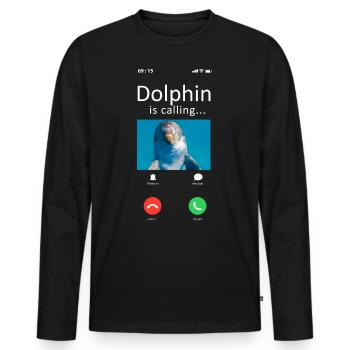 Dolphin Phone Display Dolphin Is - Men's Premium Organic Long Sleeve Shirt - black - Front - Nico (187cm)