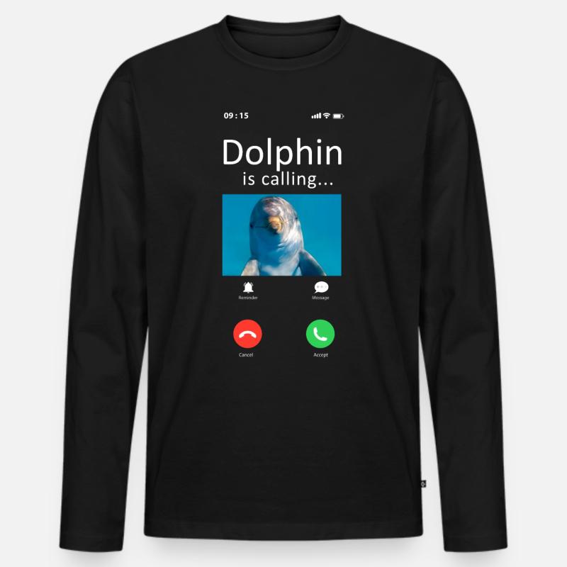 Dolphin Phone Display Dolphin Is - Männer Premium Bio Langarmshirt - Schwarz