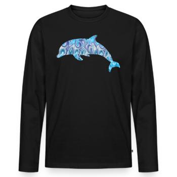 Dolphin - Männer Premium Bio Langarmshirt - Schwarz - Vorne - Nico (187cm)
