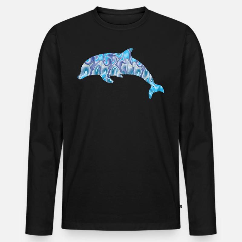 Dolphin - Männer Premium Bio Langarmshirt - Schwarz