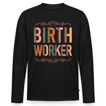 LD Labour And Delivery Nurse - Men's Premium Organic Long Sleeve Shirt - black - Front - Nico (187cm)