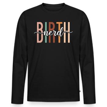 LD Labour And Delivery Nurse - Men's Premium Organic Long Sleeve Shirt - black - Front - Nico (187cm)