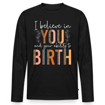 LD Labour And Delivery Nurse - Men's Premium Organic Long Sleeve Shirt - black - Front - Nico (187cm)