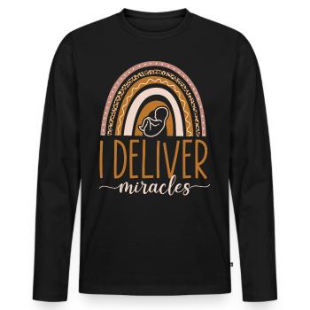 LD Labour And Delivery Nurse - Men's Premium Organic Long Sleeve Shirt - black - Front - Nico (187cm)