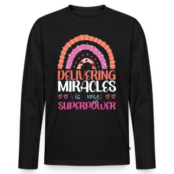 LD Labour And Delivery Nurse - Men's Premium Organic Long Sleeve Shirt - black - Front - Nico (187cm)
