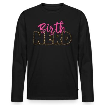 LD Labour And Delivery Nurse - Men's Premium Organic Long Sleeve Shirt - black - Front - Nico (187cm)