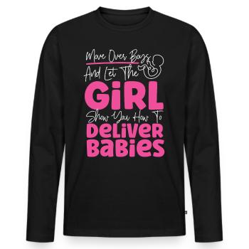 LD Labour And Delivery Nurse - Men's Premium Organic Long Sleeve Shirt - black - Front - Nico (187cm)