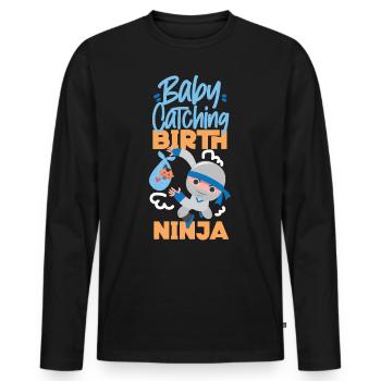 LD Labour And Delivery Nurse - Men's Premium Organic Long Sleeve Shirt - black - Front - Nico (187cm)
