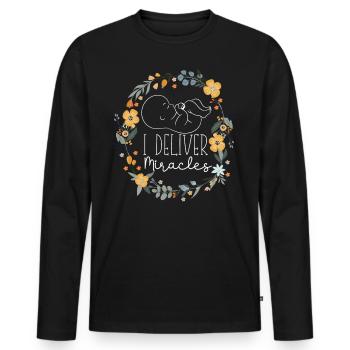 LD Labour And Delivery Nurse - Men's Premium Organic Long Sleeve Shirt - black - Front - Nico (187cm)
