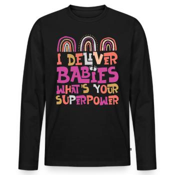 LD Labour And Delivery Nurse - Men's Premium Organic Long Sleeve Shirt - black - Front - Nico (187cm)