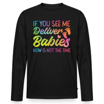 LD Labour And Delivery Nurse - Men's Premium Organic Long Sleeve Shirt - black - Front - Nico (187cm)