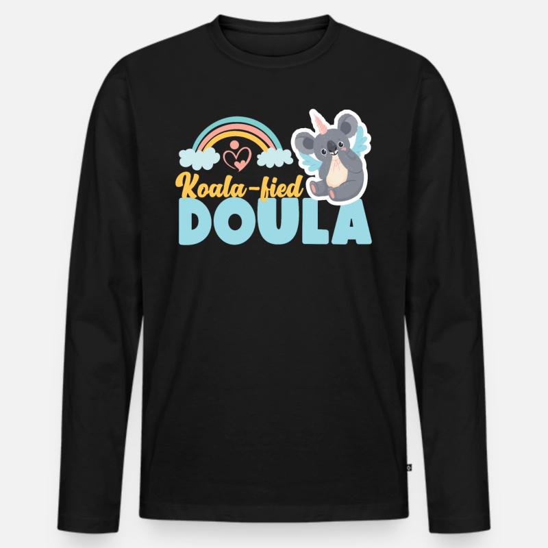 Doula Birth Worker Koala - Männer Premium Bio Langarmshirt - Schwarz