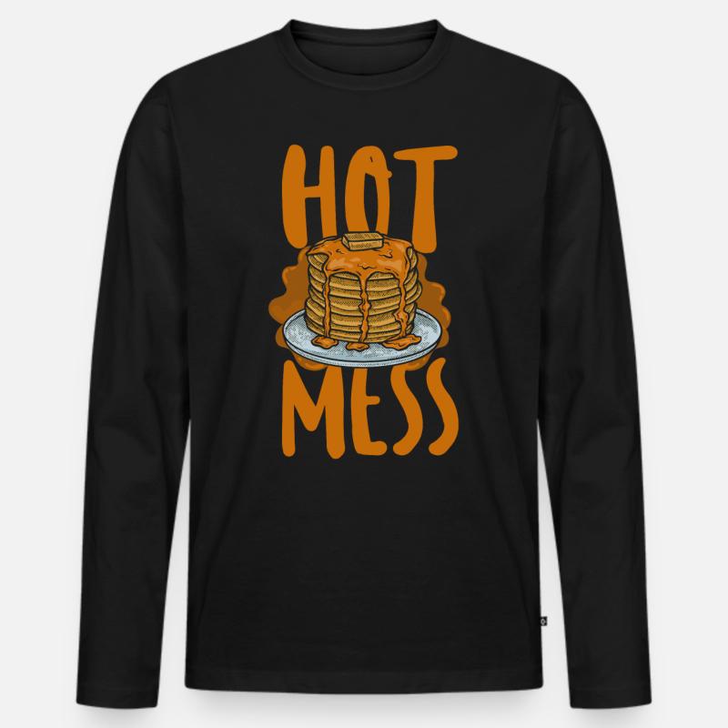 Pancake Lover Kids Hot Mess - Männer Premium Bio Langarmshirt - Schwarz