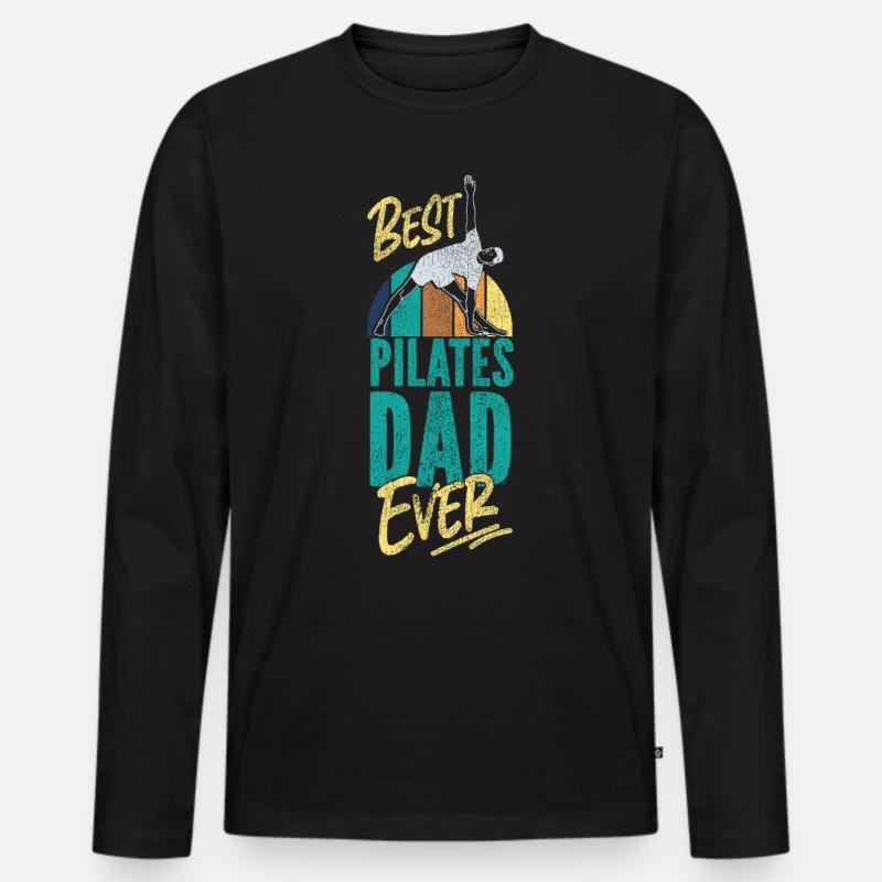 Pilates Instructor Teacher Dad - Männer Premium Bio Langarmshirt - Schwarz