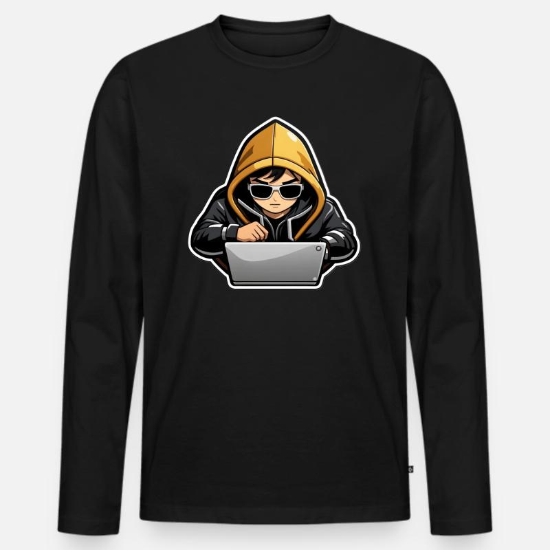 Hacken auf - Männer Premium Bio Langarmshirt - Schwarz