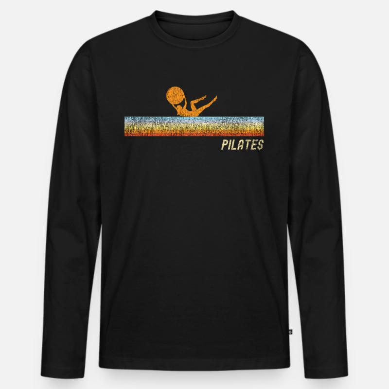 Pilates Instructor Teacher Retro - Männer Premium Bio Langarmshirt - Schwarz