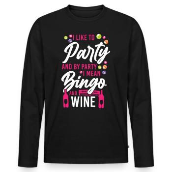Bingo Player Wine I Like To Party - Männer Premium Bio Langarmshirt - Schwarz - Vorne - Nico (187cm)