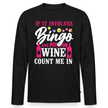 Bingo Player Wine If It Involves - Men's Premium Organic Long Sleeve Shirt - black - Front - Nico (187cm)