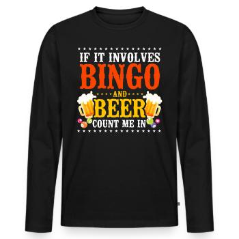 Bingo Player Beer If It Involves - Men's Premium Organic Long Sleeve Shirt - black - Front - Nico (187cm)
