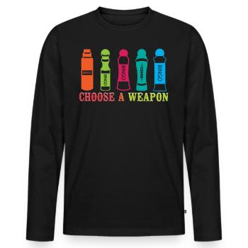 Joueur de bingo choisir une arme - T-shirt manches longues Premium bio Homme - noir - Devant - Nico (187cm)