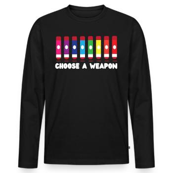Joueur de bingo choisir une arme - T-shirt manches longues Premium bio Homme - noir - Devant - Nico (187cm)