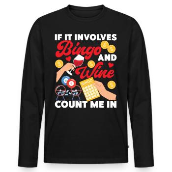 Bingo Player Wine If It Involves - Men's Premium Organic Long Sleeve Shirt - black - Front - Nico (187cm)